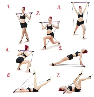 Kit de Barre de Pilates Portable avec Bande de Résistance Kit de Barre de Pilates Portable avec Bande de Résistance
